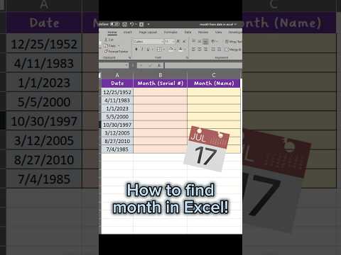how to find month in excel #shorts #excel #excelshorts