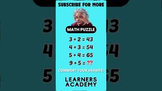 Math puzzle | #viralmathpuzzle #ytmath #ytshorts #mathpuzzle #aptitudepuzzle