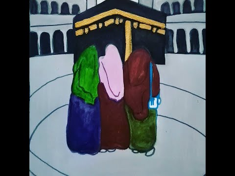 Easy watercolor first sight of kaaba with friends || Kaaba Drawing Tutorial with simple steps
