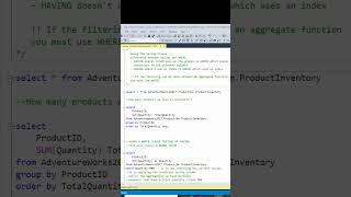 SQL Server  - Beginner - Having vs Where #sql #sqlserver #sqlforbeginners #sqlserver2019  #sqltips