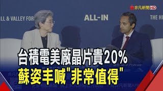 台積電貴得有理!亞利桑那廠晶片最高貴20% 蘇姿丰說值得 且良率已和台廠並駕齊驅｜非凡財經新聞｜20250724