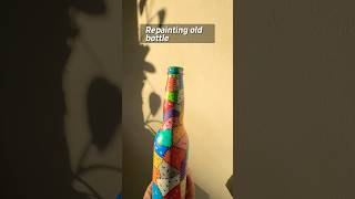 bottle art with acrylic markers #bottleart #shorts #painting #acrylicmarkers #diy #vase #flowers
