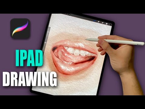 DRAWING REALISTIC MOUTH with Digital Watercolor Brushes (#shorts)