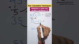 Multiplication of a number whose unit digit is 5 & difference is 10 || Speed Math Tricks #shorts