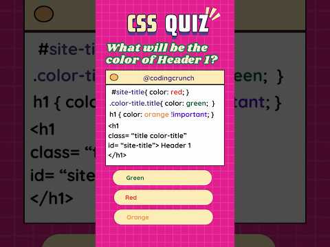CSS QUIZ 3 - CSS Specificity #css #css3 #cssquiz #csshtml #htmlcss #html5css3