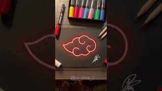 Drawing The Akatsuki Symbol with Posca Markers! Glow Effect! (#Shorts)