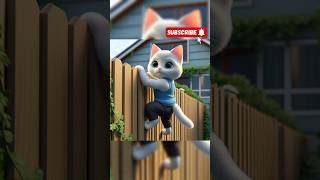 Baby Cat Climbs Fence?? Why? #cat #catlovers #cutecat #cartoon #kitten #viralcats #funnycats #kitty