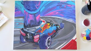 RedBull Racing fan art - replicating digital art into acrylic painting #f1fanart#redbullracing#day49