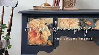 DIY floral decoupage drawers and colour theory tips | Upcycle tutorial