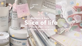 Aesthetic & cozy *SLICE OF LIFE* ⟡ ݁₊ .🌧️ || rainy days , unboxing gifts , journaling