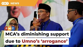 MCA’s diminishing support due to Umno’s ‘arrogance’, says ex-veep