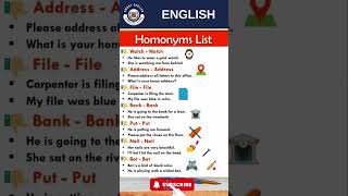 Homonyms List with Examples 📝 | Boost Your English Vocabulary! #Homonyms #LearnEnglish #WordPower
