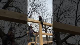 The installation process of columns for wooden house structures in Beijing #automobile #tools