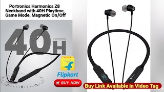 Portronics Harmonics Z8 Neckband with 40H Playtime LED Display Bluetooth Headset (Black, In the Ear)