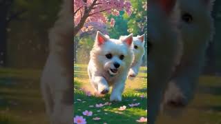 Two dogs sharing food #ai #cuteanimals #AImagic