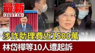 涉詐助理費近1500萬 林岱樺等10人遭起訴【最新快訊】