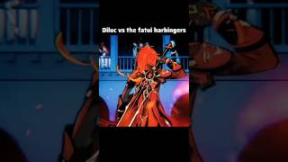 DILUC fights the FATUI HARBINGERS.#genshinimpact #genshin #diluc #fatuiharbingers #shorts #clips