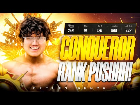 RANK PUSH STARTS TO CONQUEROR || DAY 4 ||PYTHON GGURU IS LIVE