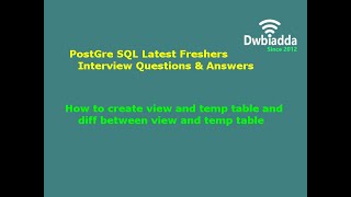 How to create view and temp table and diff between view and temp table | PostgreSQL Tutorial