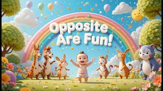 Let’s Learn Opposite | Fun Opposites Song for Kids | Big & Hot & Cold, Fast & Slow, Up & Down 🔄🎵