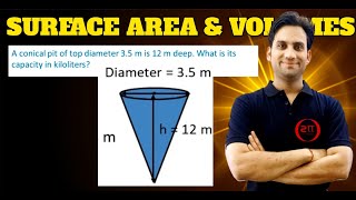 A conical pit of top diameter 3.5 m is 12 m deep. What is its capacity in kilolitres?