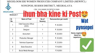 Laitkam ha Office Thymmai kaba don ha Ri Bhoi District Nongpoh | ihun bha kine ki posts | Apply kloi