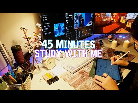 45 Minutes Study With Me | Rainy Day, Real Study, 45 Minute Pomodoro 📚