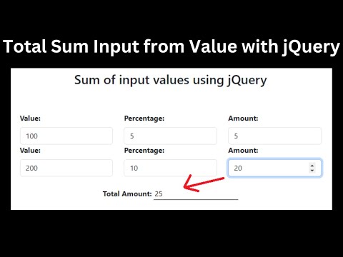 Get total sum input from value with jQuery.