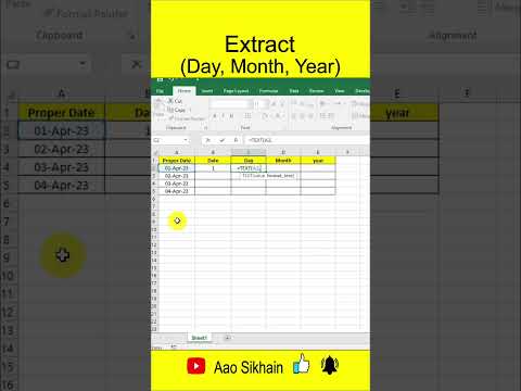 Extract Date in excel