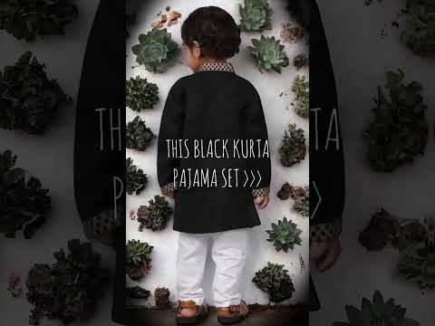 Baby Boys Black Kurta Pyjama Set - Perfect for Parties! #kidsfashion #partywear #boysclothing