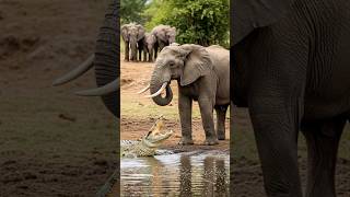 Elephant Sound 🐘 Giant African Elephant Silences Crocodile 😳 Elephant Vs Crocodile above the river