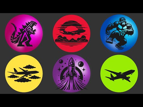 Types of airplanes: airasia airplane, airliner, space rocket, passenger airplane, godzilla, kingkong