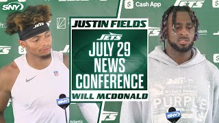 Justin Fields on dislocating toe at Jets practice, Will McDonald on wanting to sack Aaron Rodgers