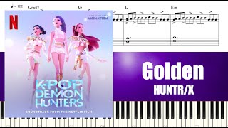 HUNTRIX - Golden (KPOP Demon Hunters OST) | Piano Tutorial | Sheet Music (피아노 악보)