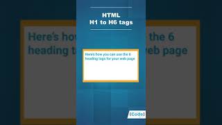 h1 to h6 tags in html heading tags in html html header tag in one minute shorts simplicode