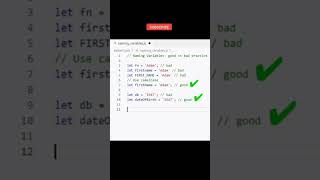 JavaScript tips | Good vs Bad practices | Naming Variables #shorts