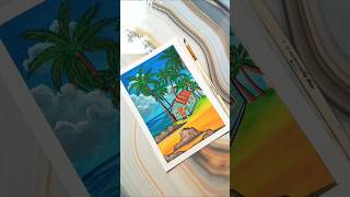 🏝️How to paint Beach scenery.#seascape #art  #landscapepainting #artshorts #viral #ytshorts#trending