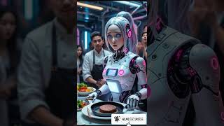 “Human vs Robot Cooking Challenge 🍔🔥#aiart  #robot  #humanoid