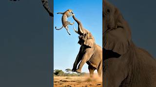 The leopard clamped onto the elephant's trunk and refused to let go, which made the elephant furious