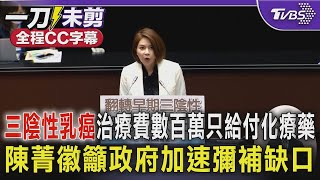 【全程CC字幕】三陰性乳癌治療費數百萬只給付化療藥 陳菁徽籲政府加速彌補缺口｜TVBS新聞 @TVBSNEWS01