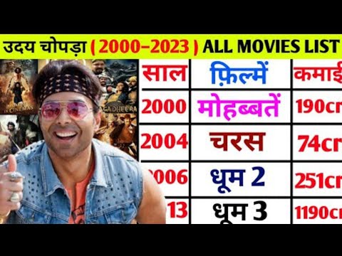 उदय चोपड़ा (2000=2023) की सभी फिल्मे।।Uday Chopra all movie list,Uday Chopra hot or flop muvi list.