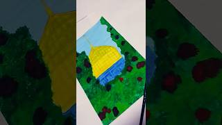 "Dome of the Rock Painting | Masjid Al Aqsa Art with Nature 🌿🕌 #shorts"