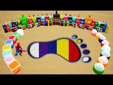 How to make Rainbow Foot with Orbeez, Giant Balloons Fanta, Pepsi, Mirinda, Coca Cola vs Mentos