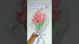 Easy paper tulip bouquet 🌷🤍!!! #diy #paperflower #shorts