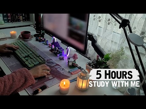 5 HOUR STUDY WITH ME on a Rainy Day | 50 Minutes Pomodoro, 10 min Break