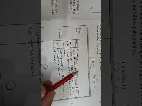 HOW TO MAKE ENTRY IN CATALOGUE CARD