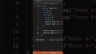 Let vs Var in Javascript #Shorts
