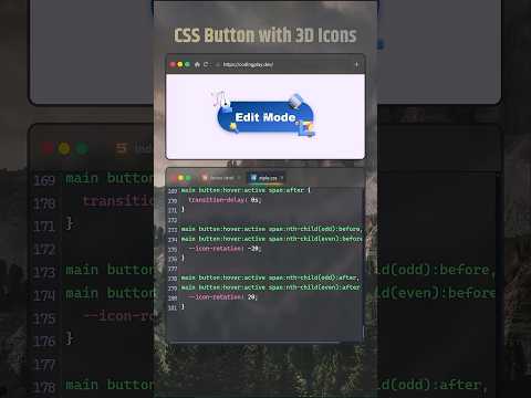 🔥CSS Button with 3D Icons on Hover  #coding #htmlcss #animatedbutton