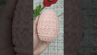 Graphic egg soap candles, made using molds from the store