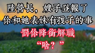 陸營長，嫂子登報了你和她表妹有孩子的事！罰你降銜解職“啥？”